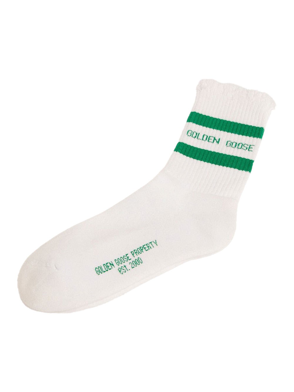 Golden Goose Logo And Stripes Cotton Blend Socks In White