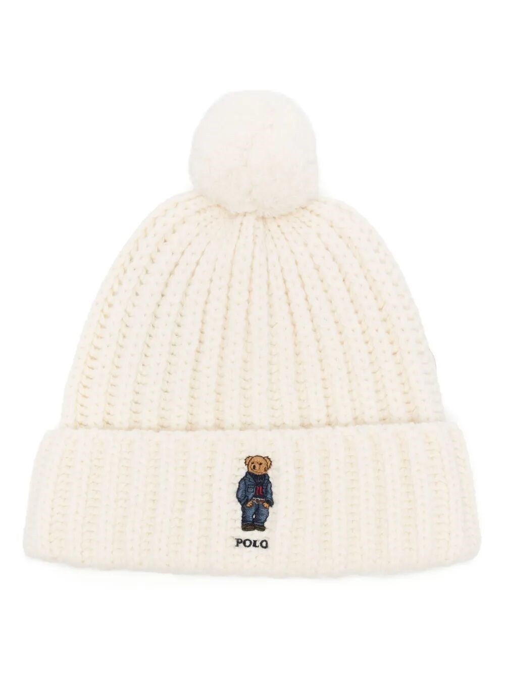 Polo Ralph Lauren Polo Bear Ribbed Pom-pom Beanie In White