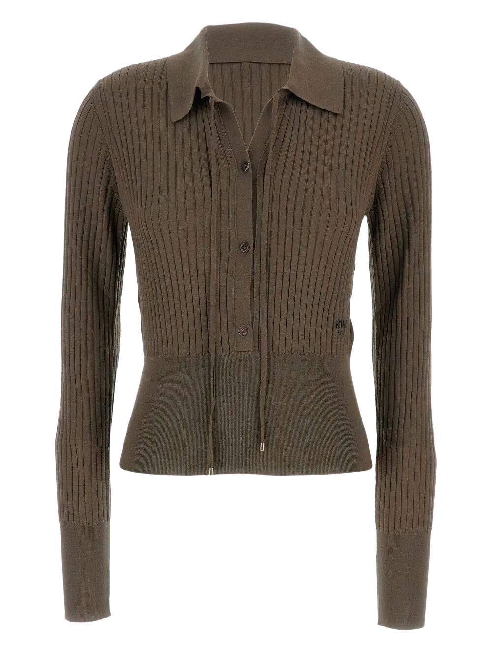 Fendi Slim-fitting Wool Polo Jumper Clothing In Brown