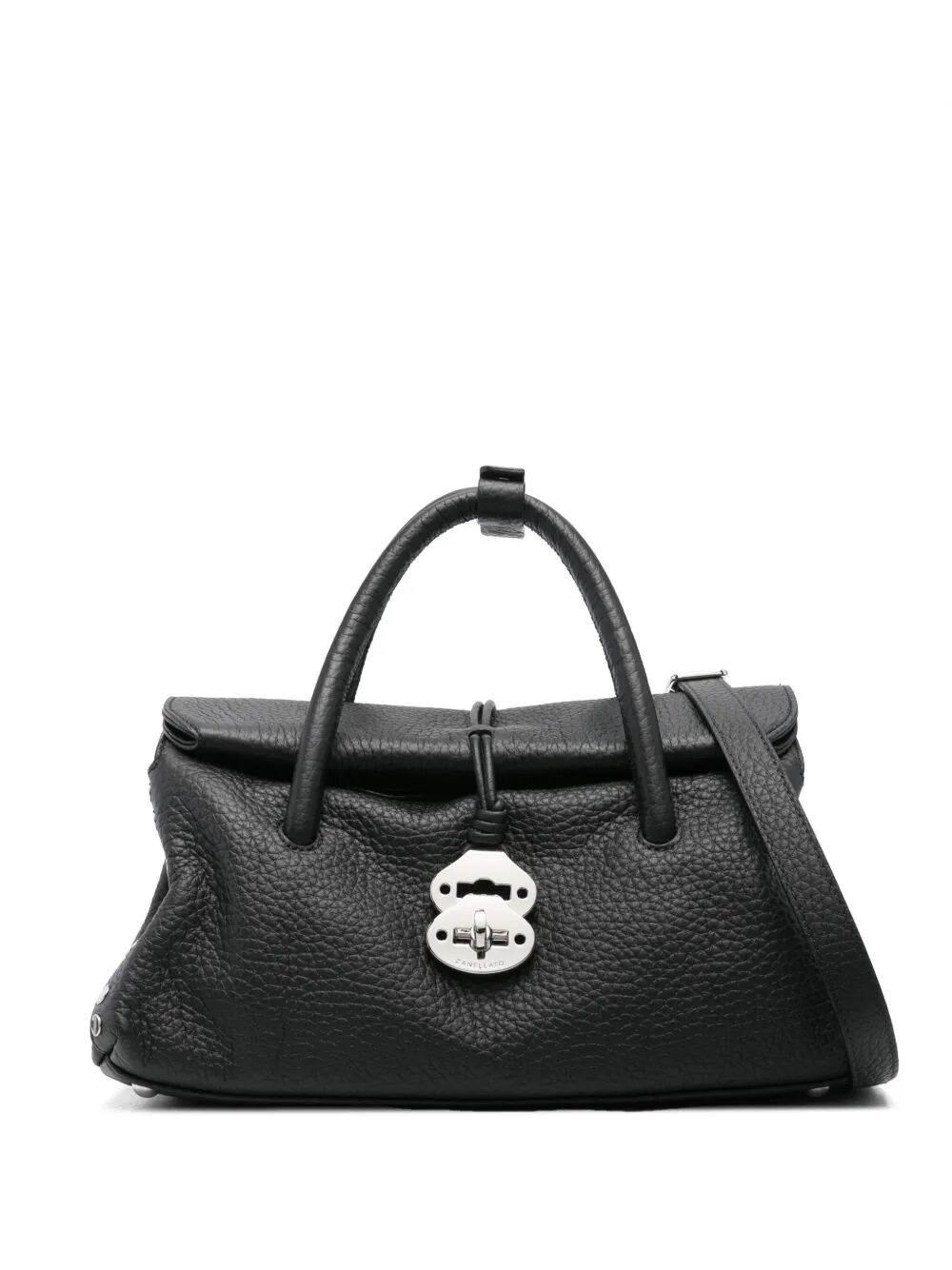 Zanellato Dotta Small Bag In Hammered Leather In Black