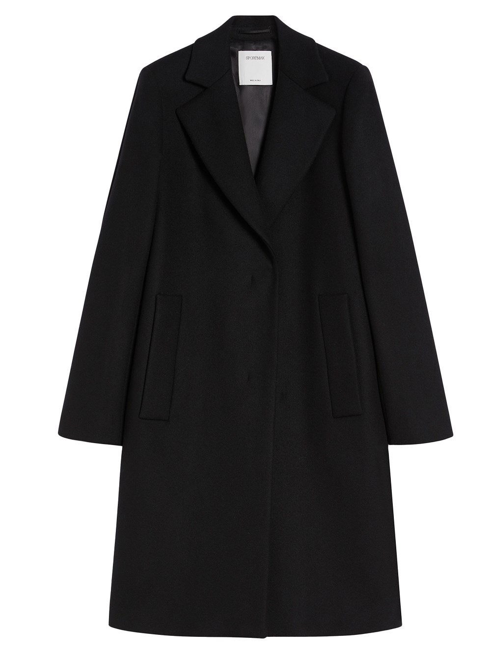 Sportmax Long Double Lined Coat Pockets In Black