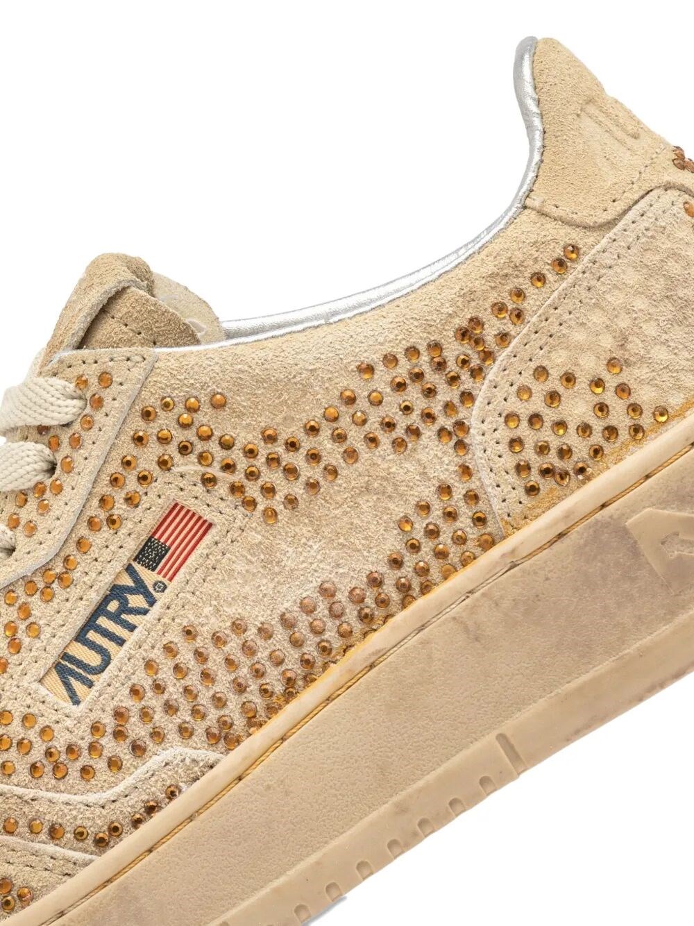 MEDALIST LOW SNEAKERS IN BRONZE SUEDE WITH CRYSTAL MICRO RHINESTONES