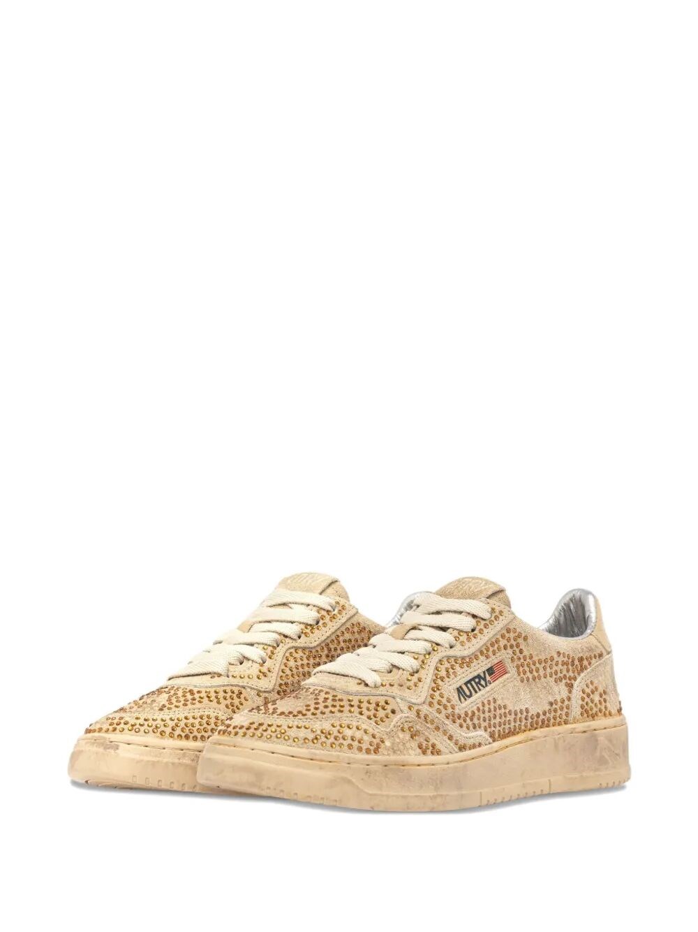 MEDALIST LOW SNEAKERS IN BRONZE SUEDE WITH CRYSTAL MICRO RHINESTONES