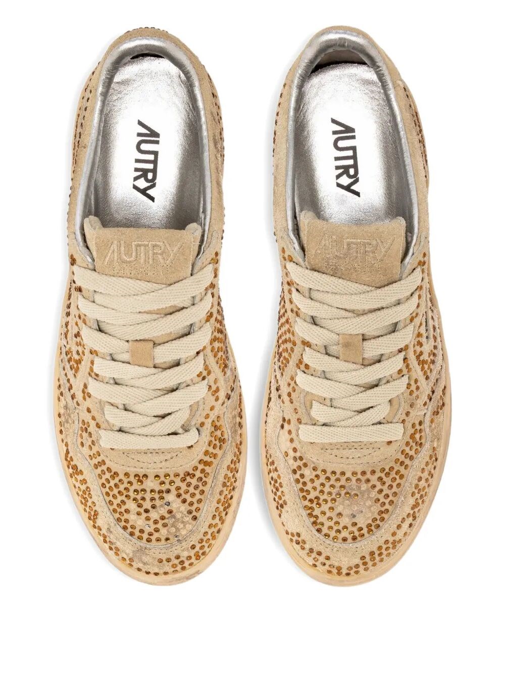 MEDALIST LOW SNEAKERS IN BRONZE SUEDE WITH CRYSTAL MICRO RHINESTONES