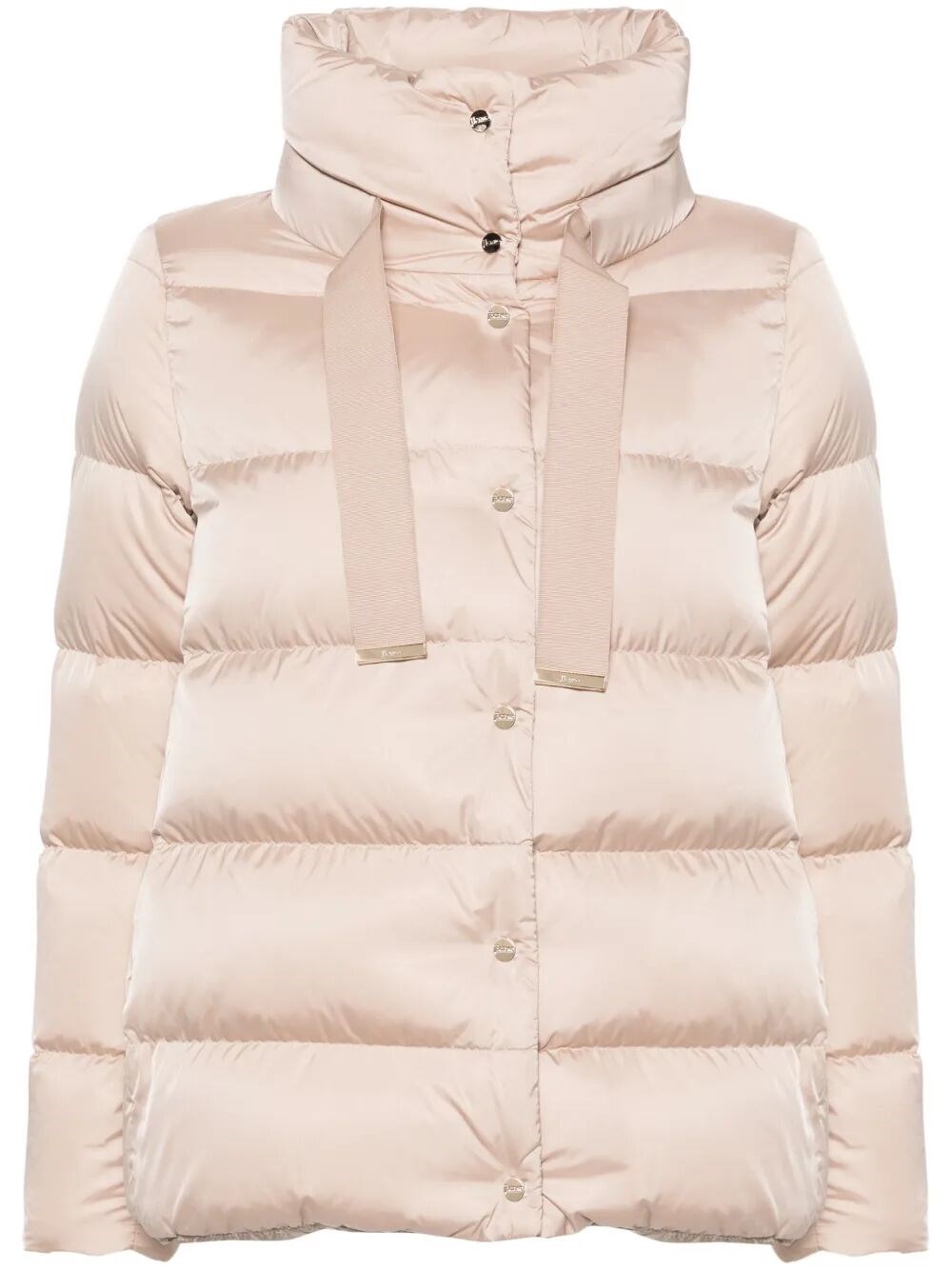 Herno Shiny Satin Cape Down Jacket In Nude