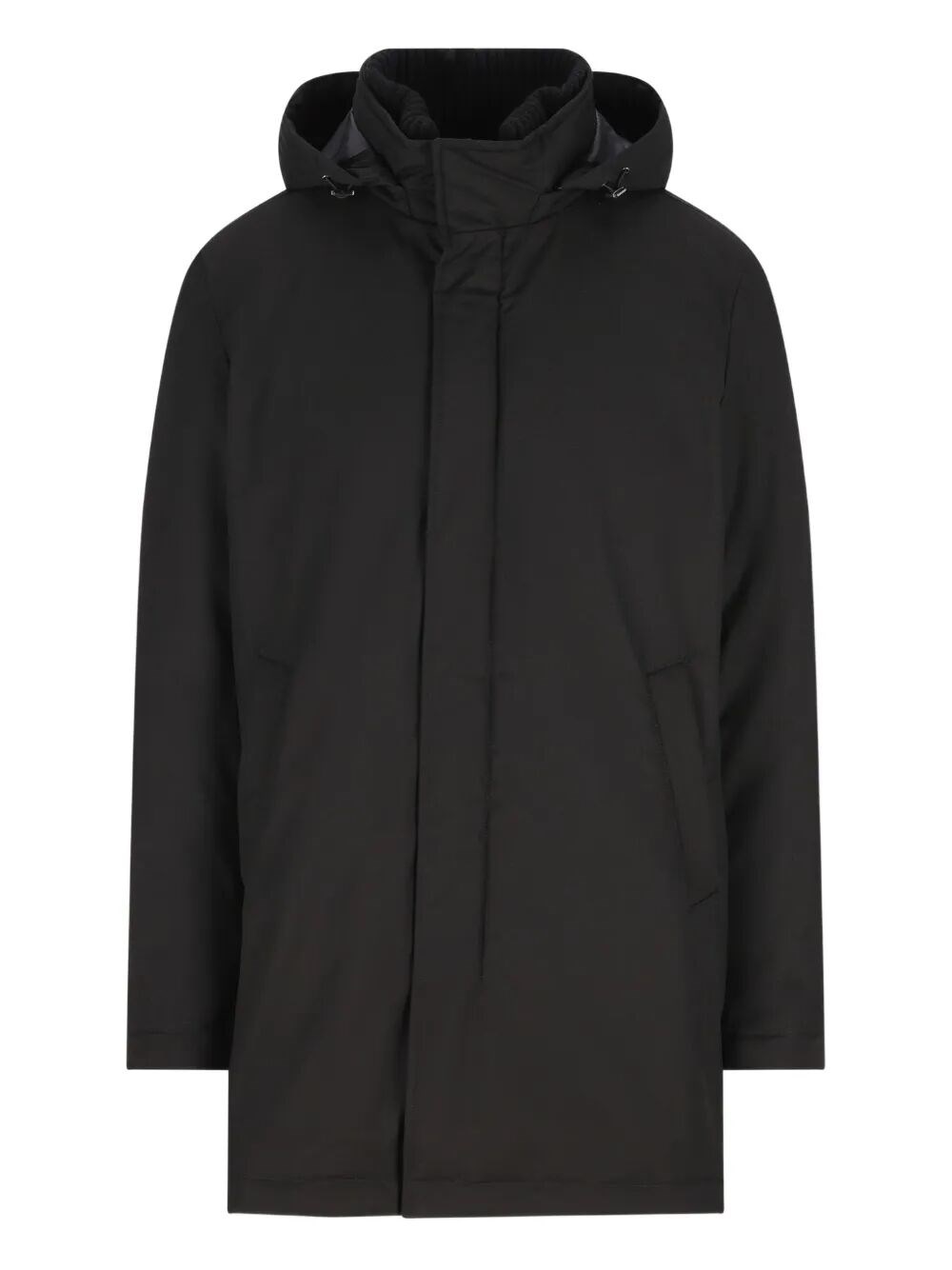 Herno Long Padded Coat With Knitted Collar Clothing In Black