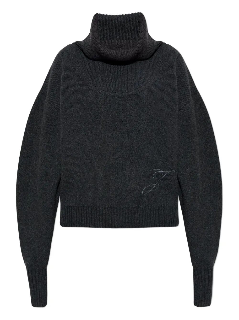 Jacquemus Dark Grey Virgin Wool La Maille Pallone Pullover In Gray