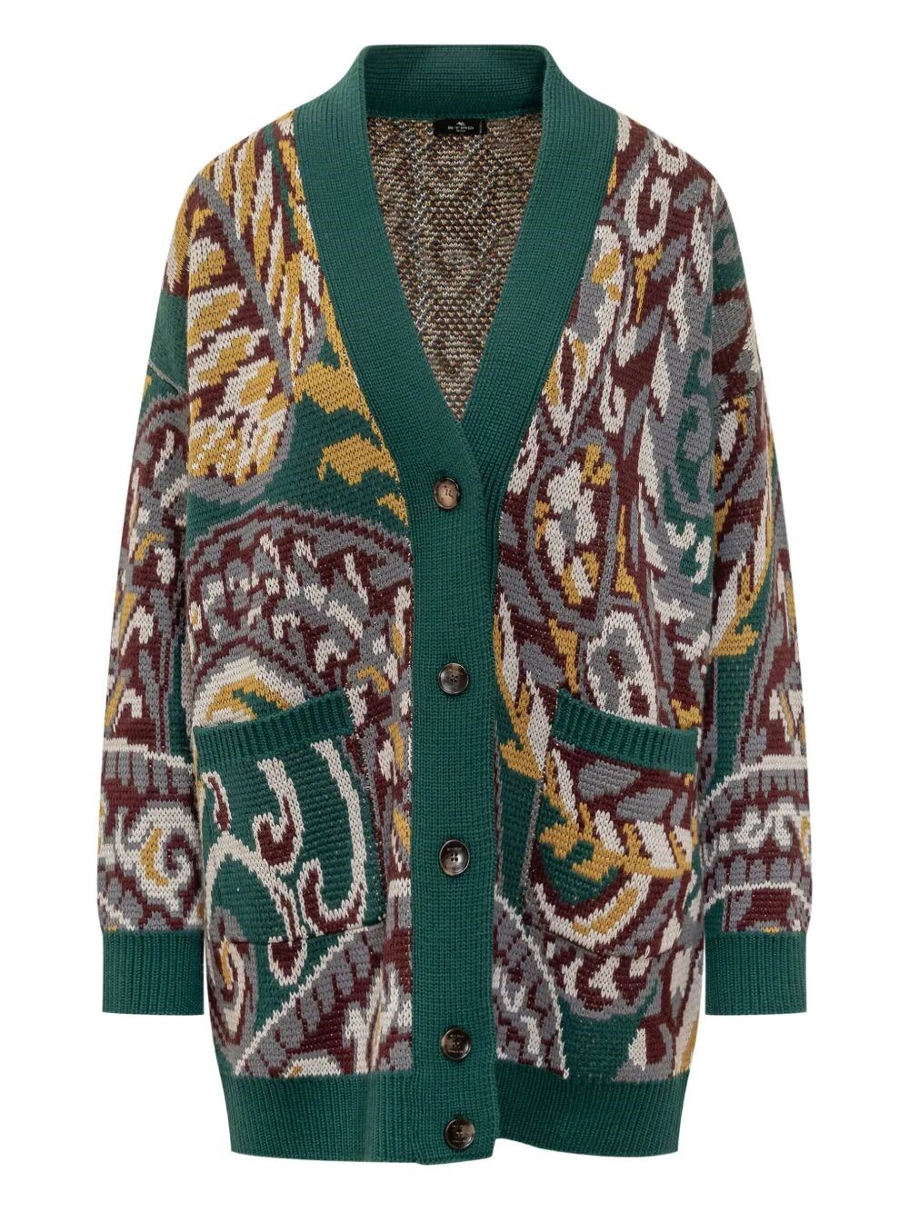 PAISLEY-PRINT OVERSIZED COTTON CARDIGAN