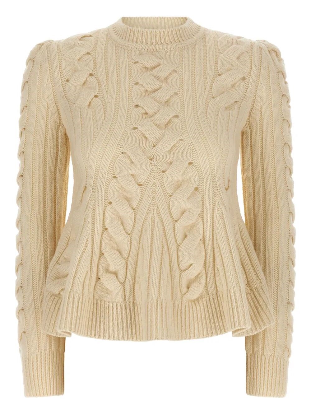 Alexander Mcqueen Wool And Cashmere Cable Sweater Clothing In Neutral