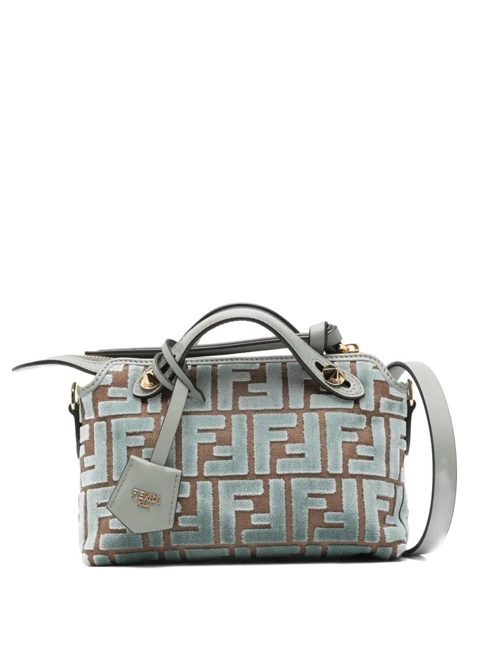Fendi By The Way Soft Mini Ff Jacquard Velvet Mini-bag In Green