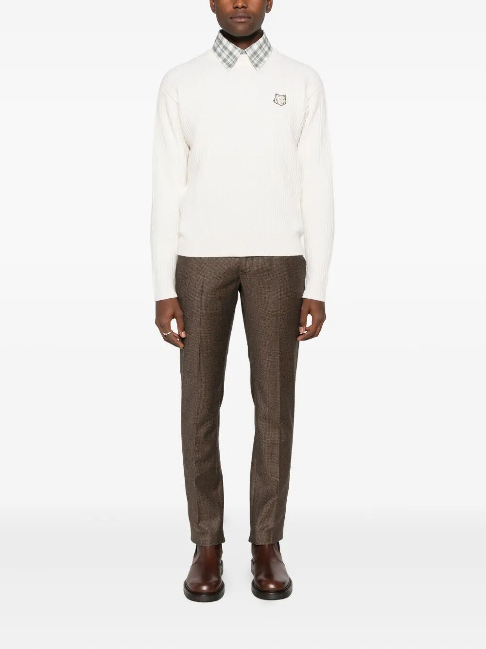 FOX HEAD WOOL RIBBED JUMPER