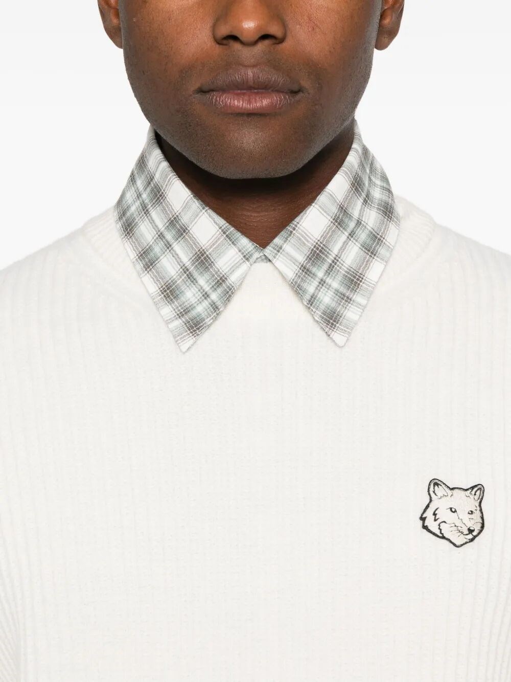 FOX HEAD WOOL RIBBED JUMPER