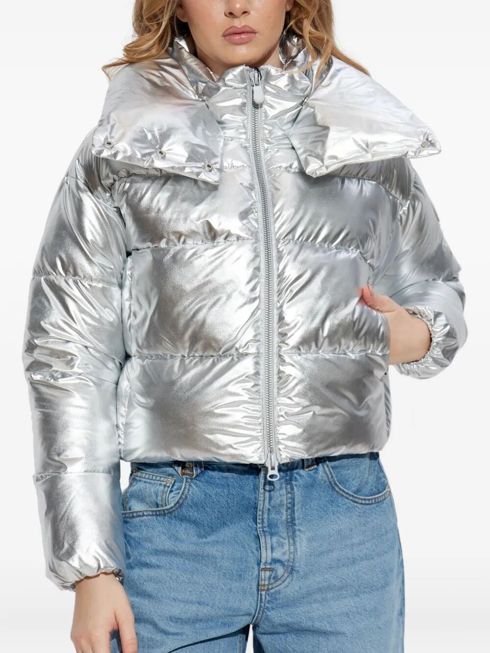 GISELLE SHORT DOWN JACKET WITH HIGH-SHINE FINISH