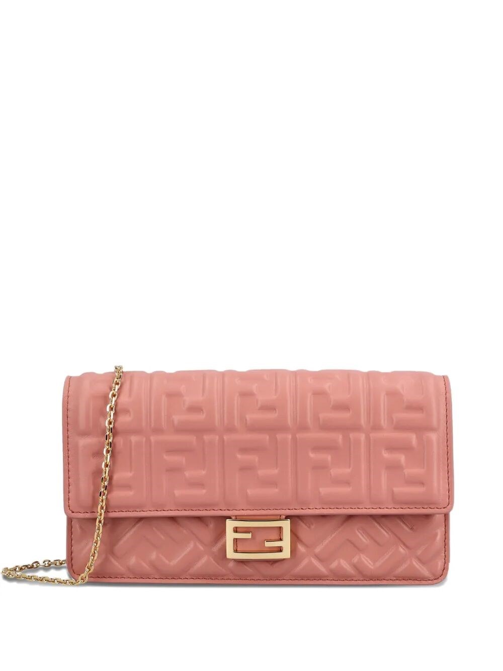 Fendi Wallet On Chain Uette In Nappa Leather With Ff Motif Accessories In Multi