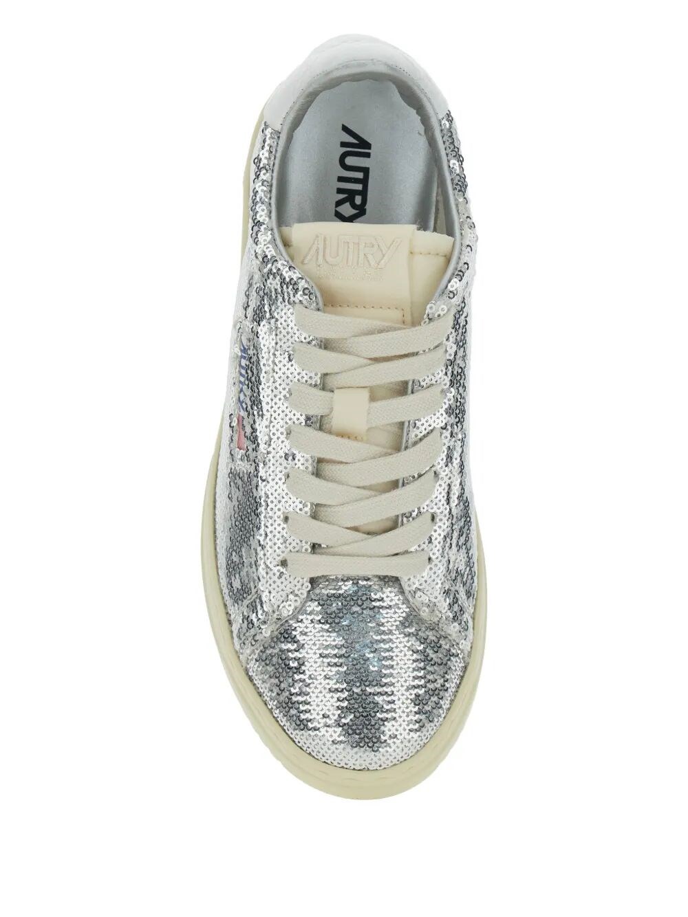 DALLAS LOW SPARKLING SNEAKERS IN SILVER AND WHITE SEQUINS