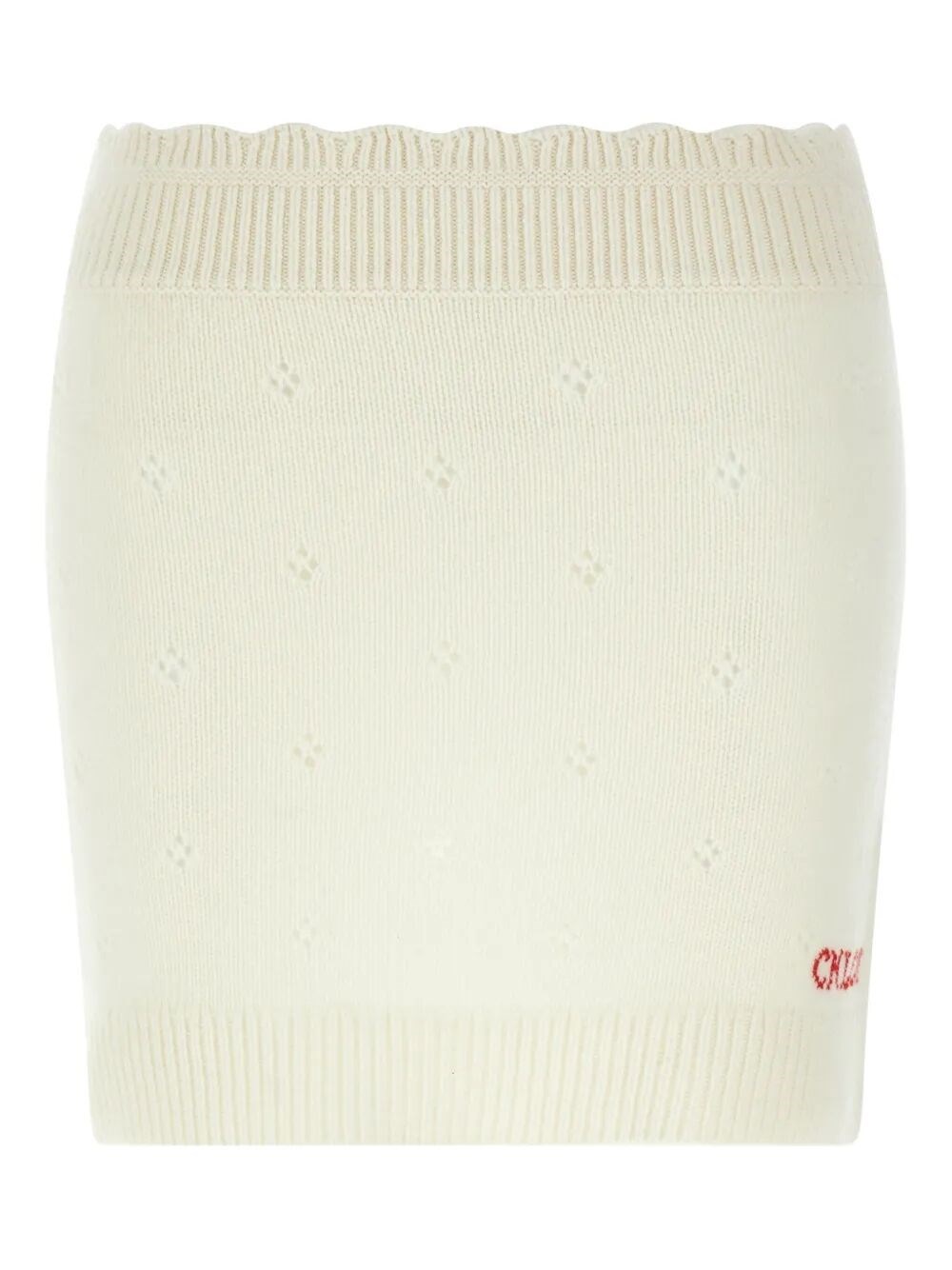 Chloé Cashmere Wool Mini Skirt With Ribbed Waistband In Neutral