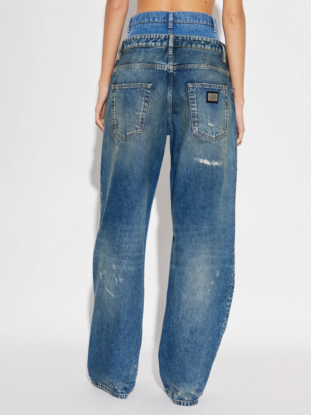 DOUBLE-WAIST VINTAGE EFFECT JEANS