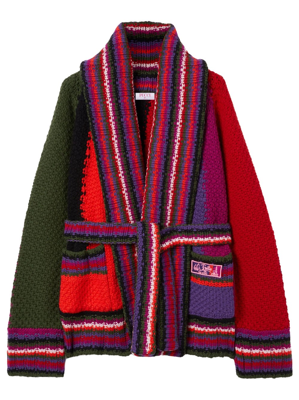 ORCHIDEE PRINT OVERSIZED COLORBLOCK CARDIGAN