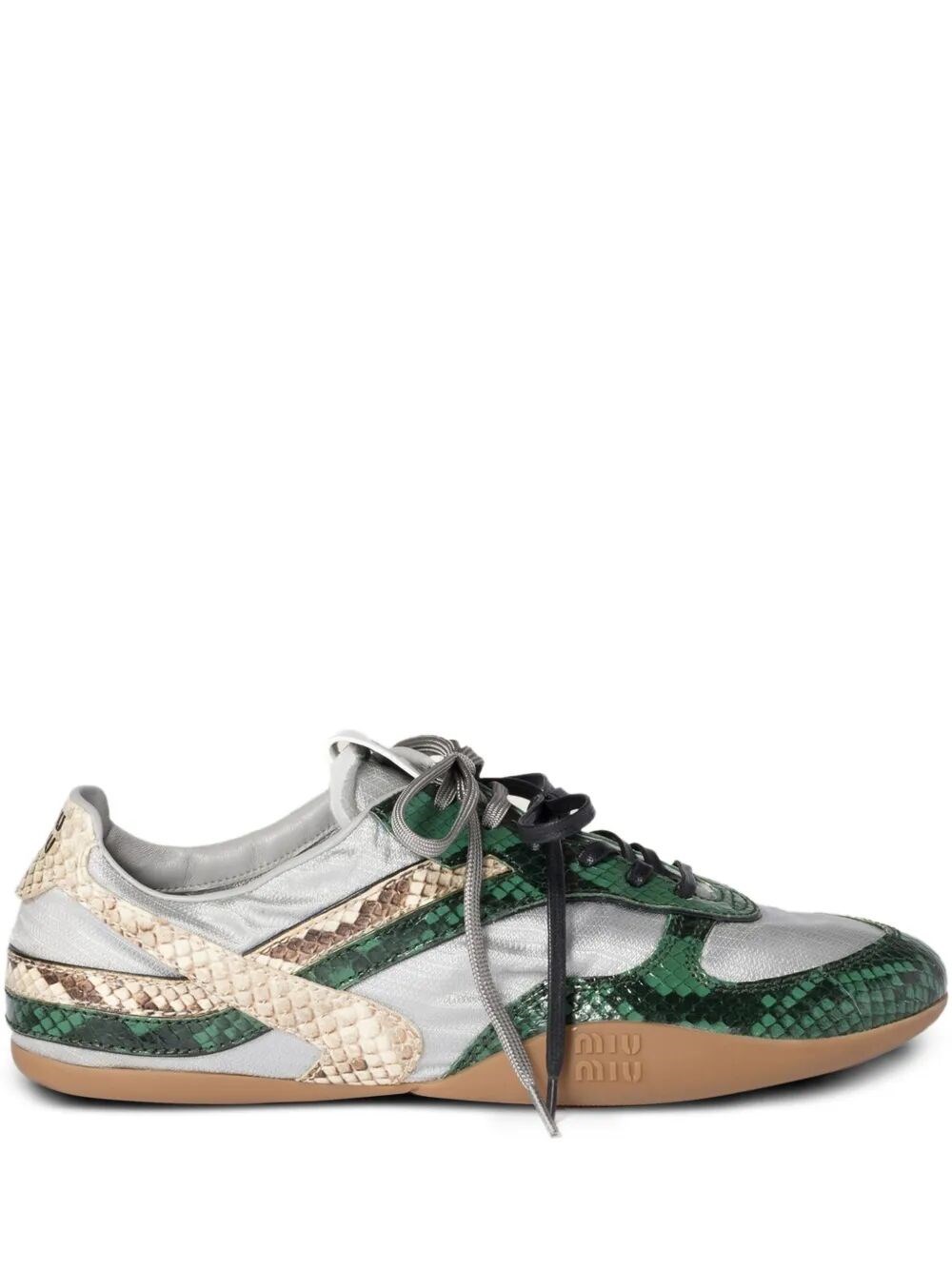 GYMNASIUM TECHNICAL FABRIC AND PYTHON-PRINT AYERS LEATHER SNEAKERS