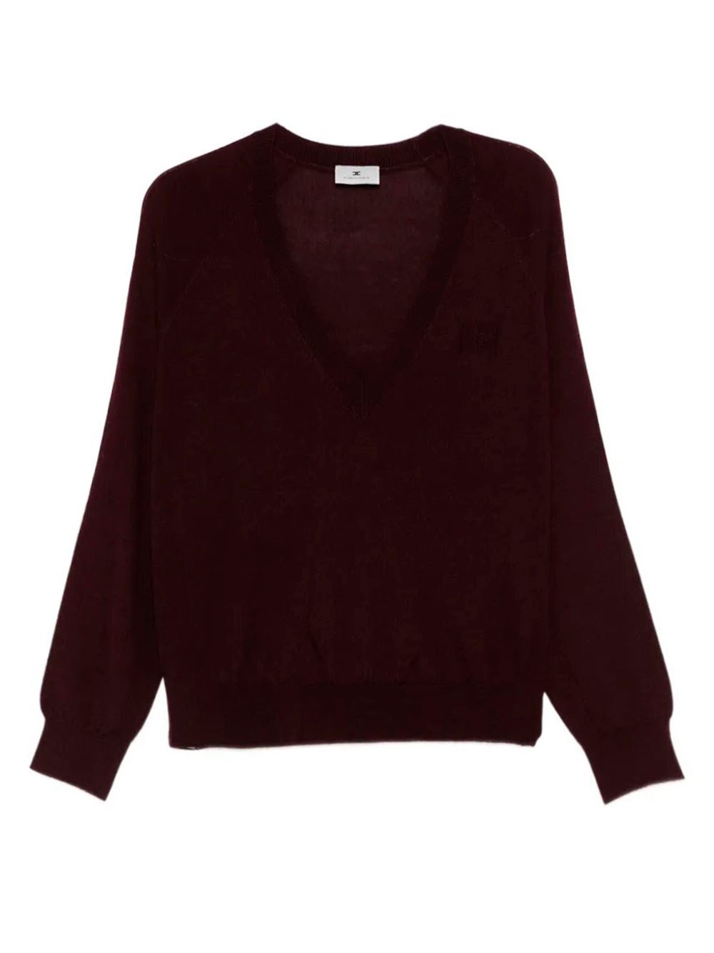 Elisabetta Franchi Wool Blend Tricot V-neck Sweater In Red
