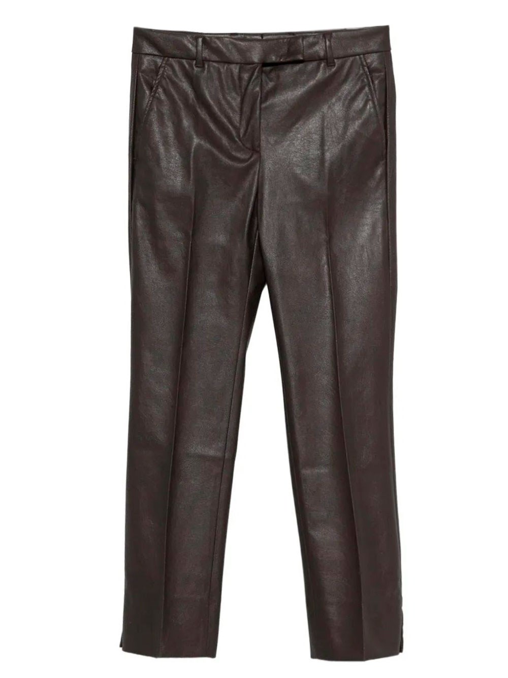 STRETCH FAUX LEATHER SLIM FIT TROUSERS