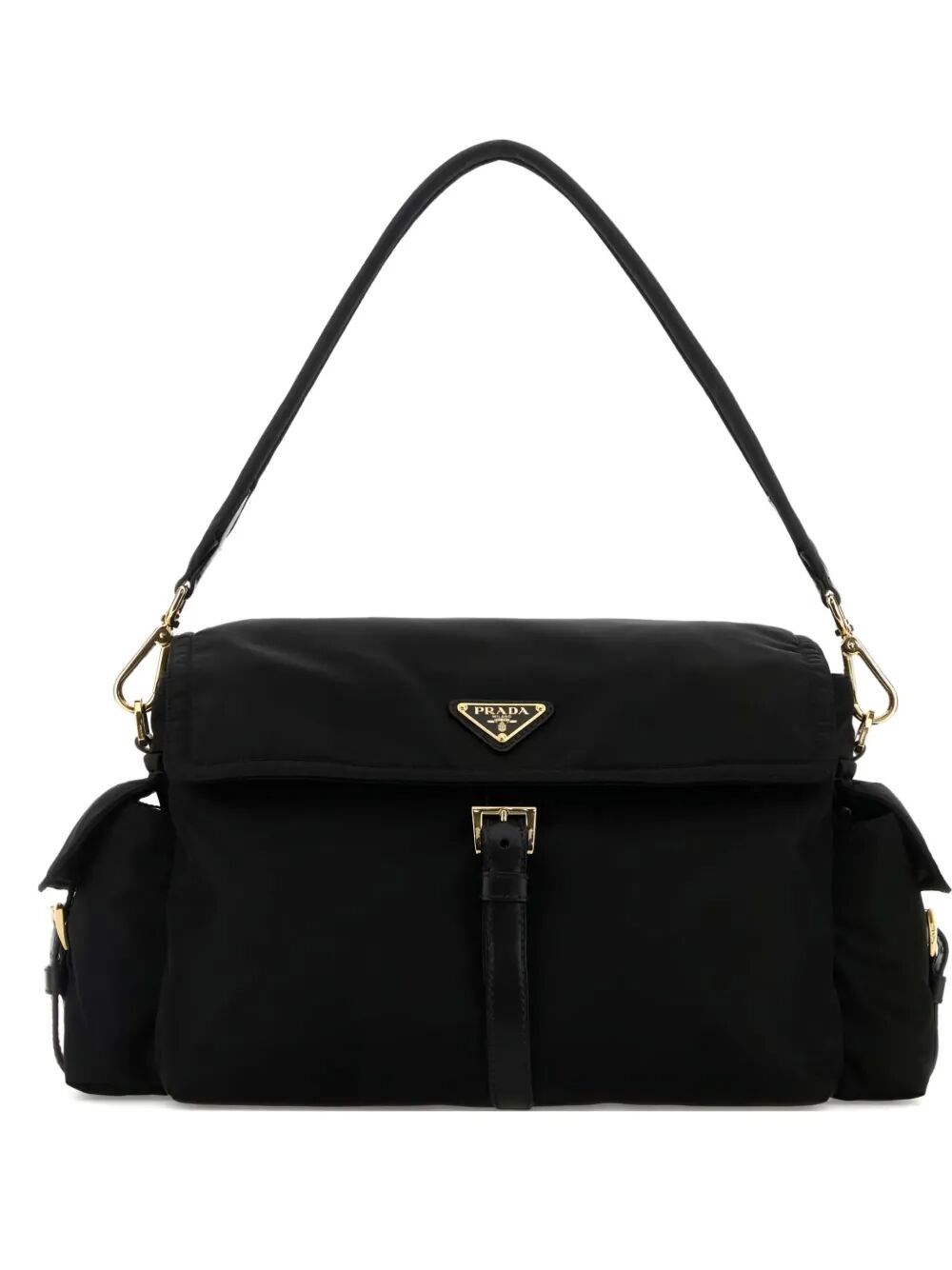 Prada Explore Large Re-nylon Shoulder Bag With Flap In Black