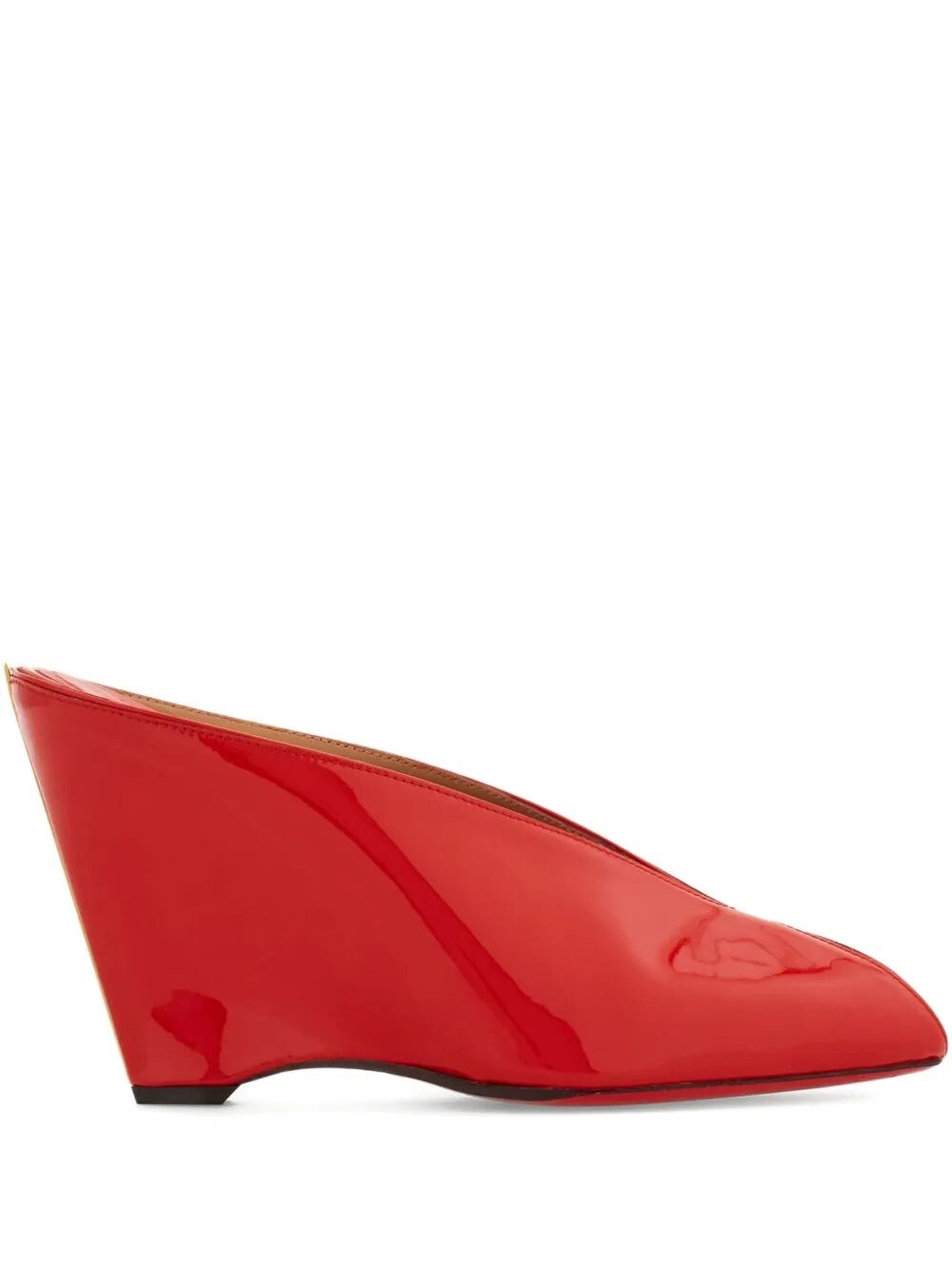 Ferragamo Alicia 95 Peep Toe Patent Leather Mule In Red