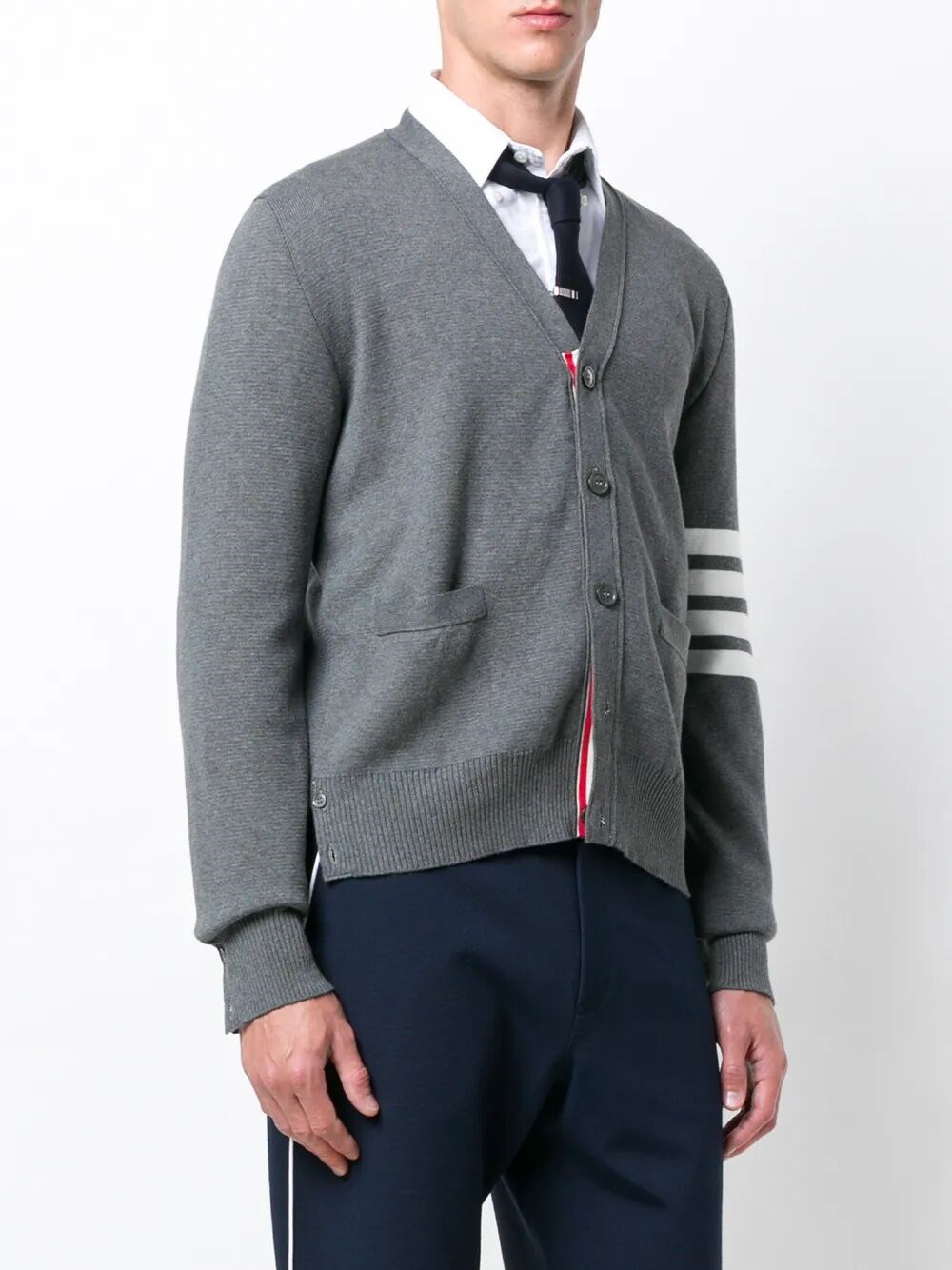 4-BAR V-NECK COTTON CARDIGAN
