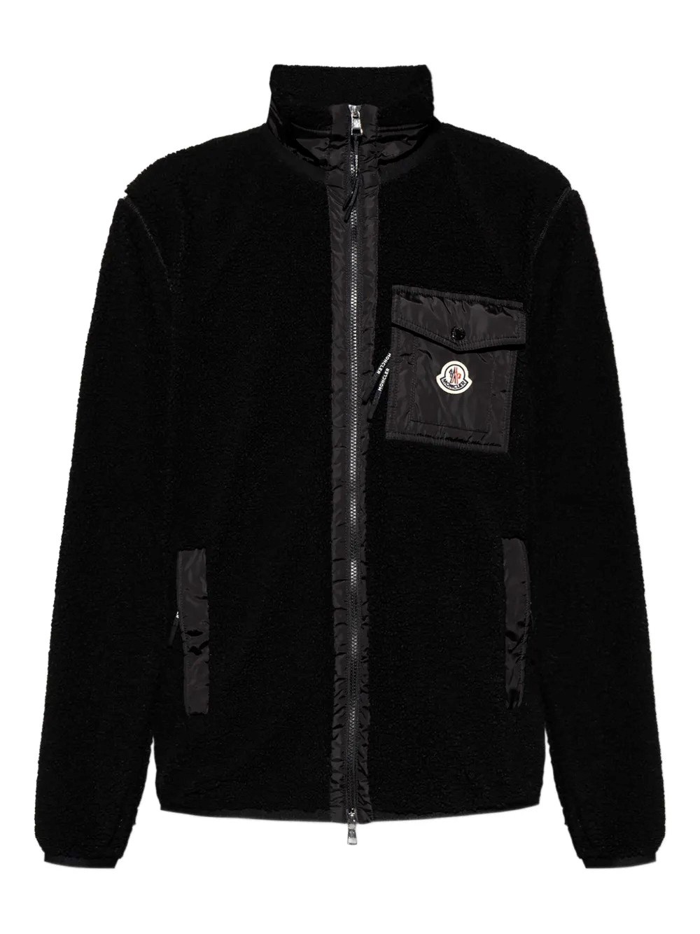Moncler Teddy Zip-up Sweatshirt With Pocket Clothing In Black