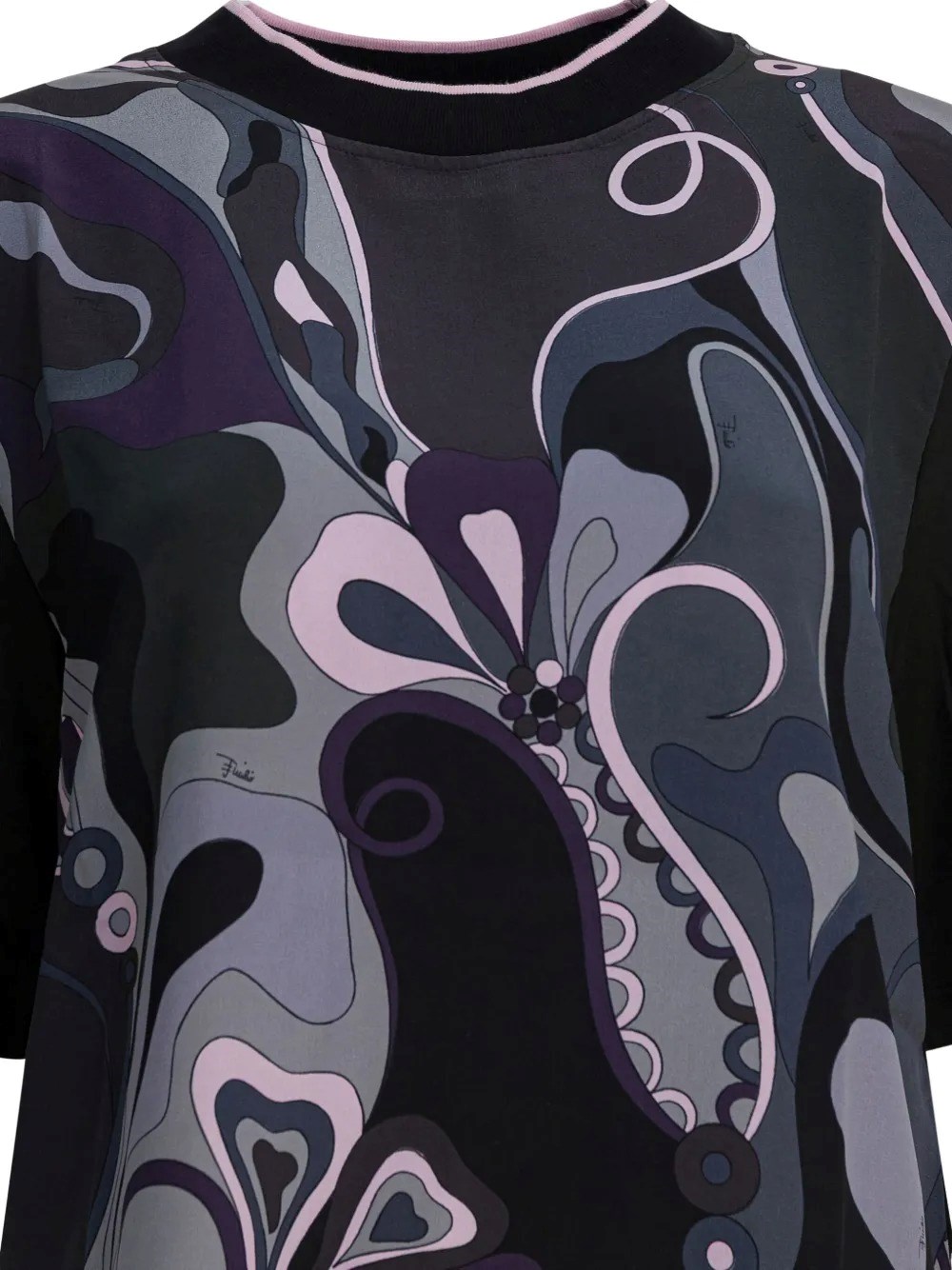 COTTON T-SHIRT WITH PRINTED SILK INSERT