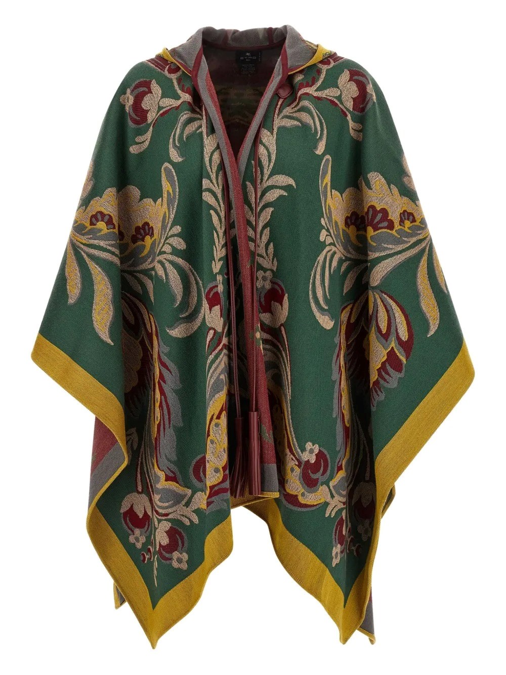Etro Paisley-motif Long Hooded Wool Cape In Multi