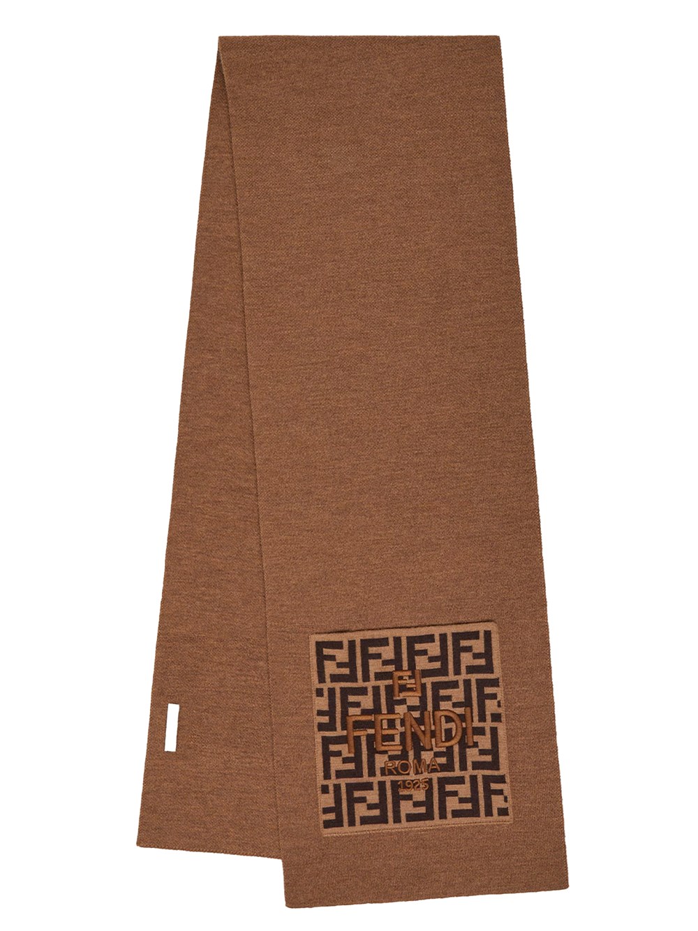 Fendi Wool Junior Scarf With Logo In Brown