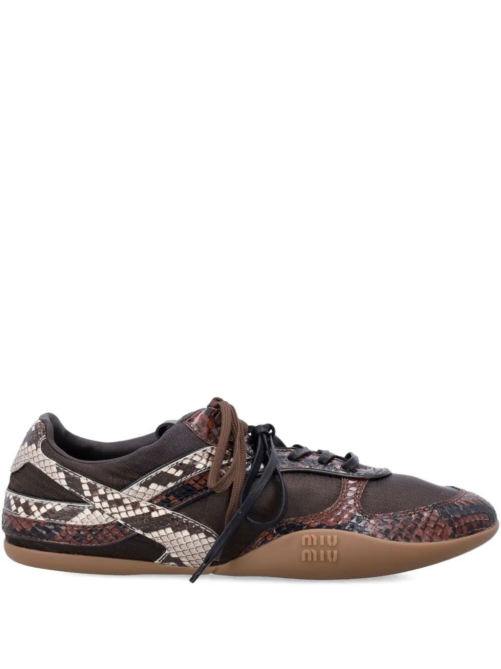GYMNASIUM TECHNICAL FABRIC AND PYTHON-PRINT AYERS LEATHER SNEAKERS