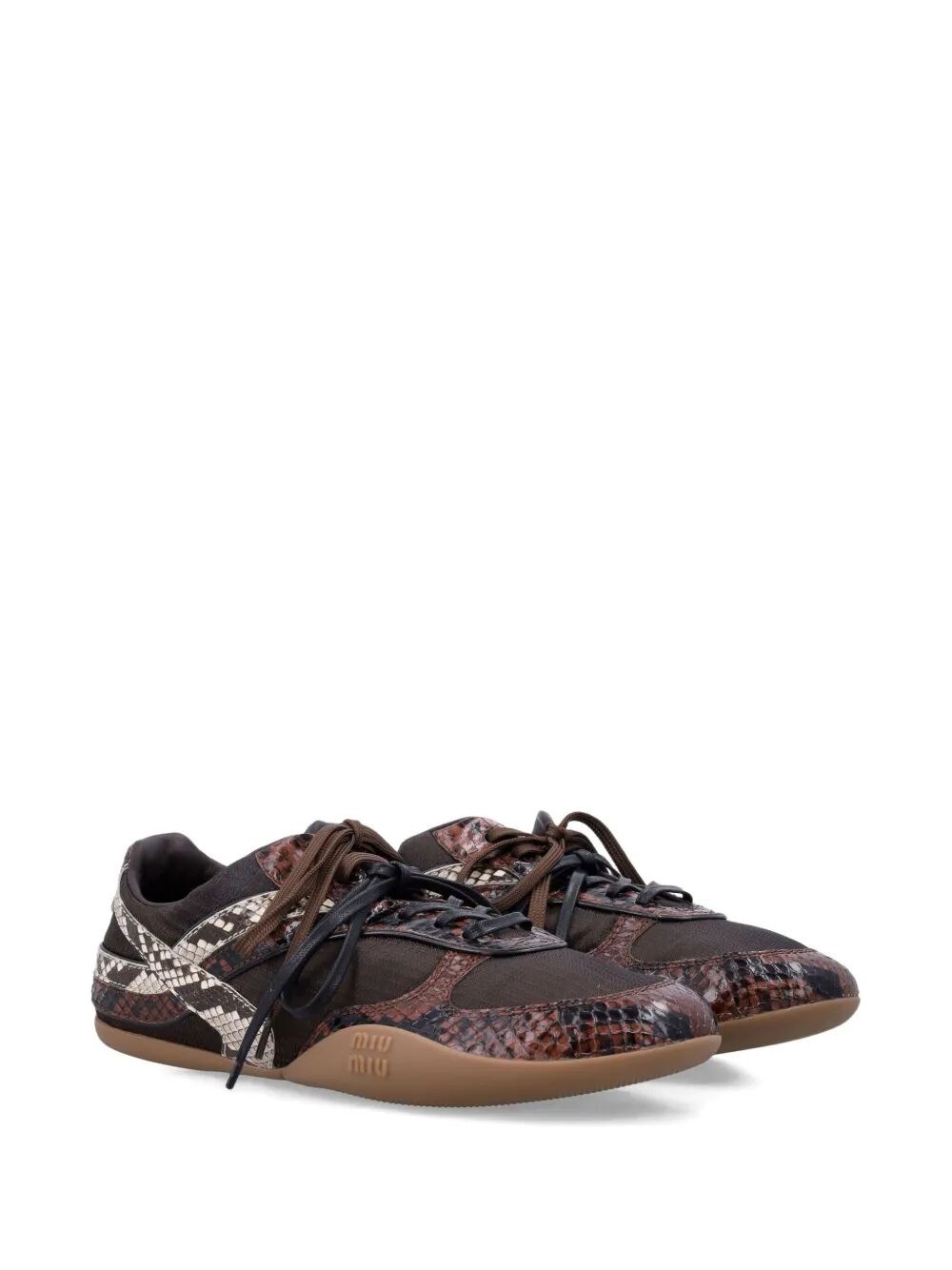 GYMNASIUM TECHNICAL FABRIC AND PYTHON-PRINT AYERS LEATHER SNEAKERS