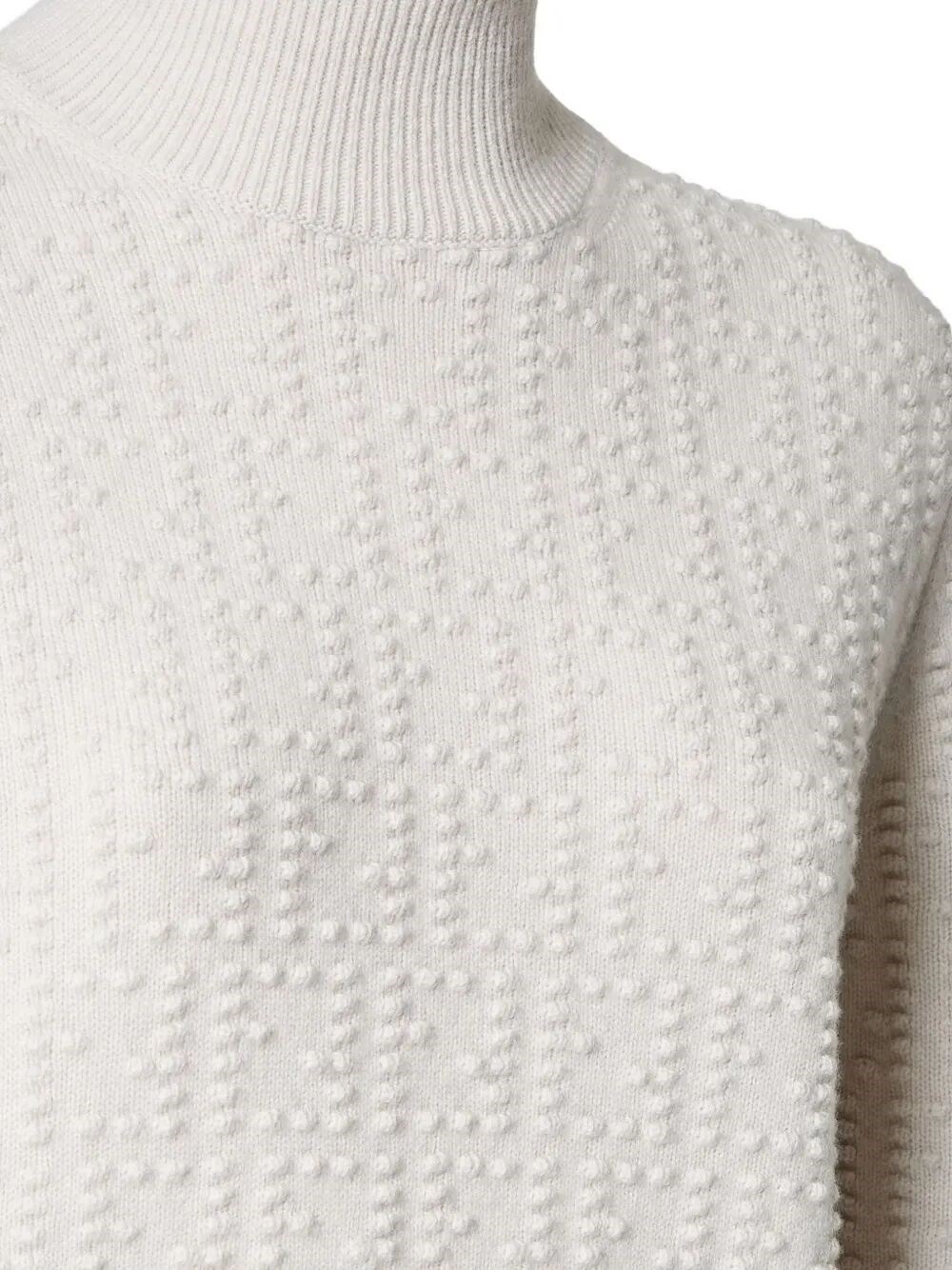 HIGH-NECK WOOL AND CASHMERE JUMPER WITH FF POLKA DOT EMBROIDERY