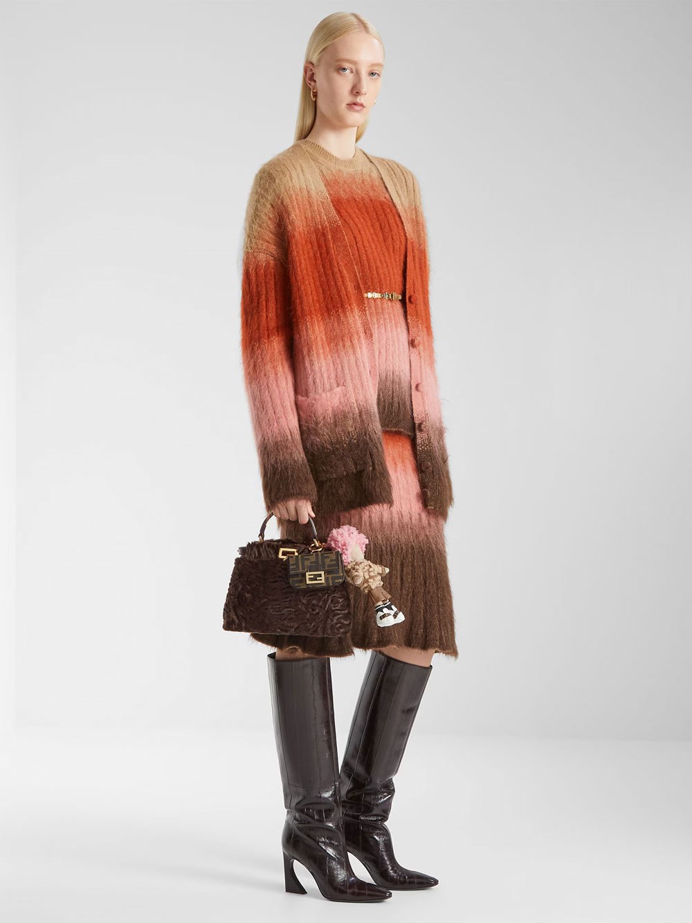 GRADIENT MOHAIR AND WOOL OVERSIZED CARDIGAN