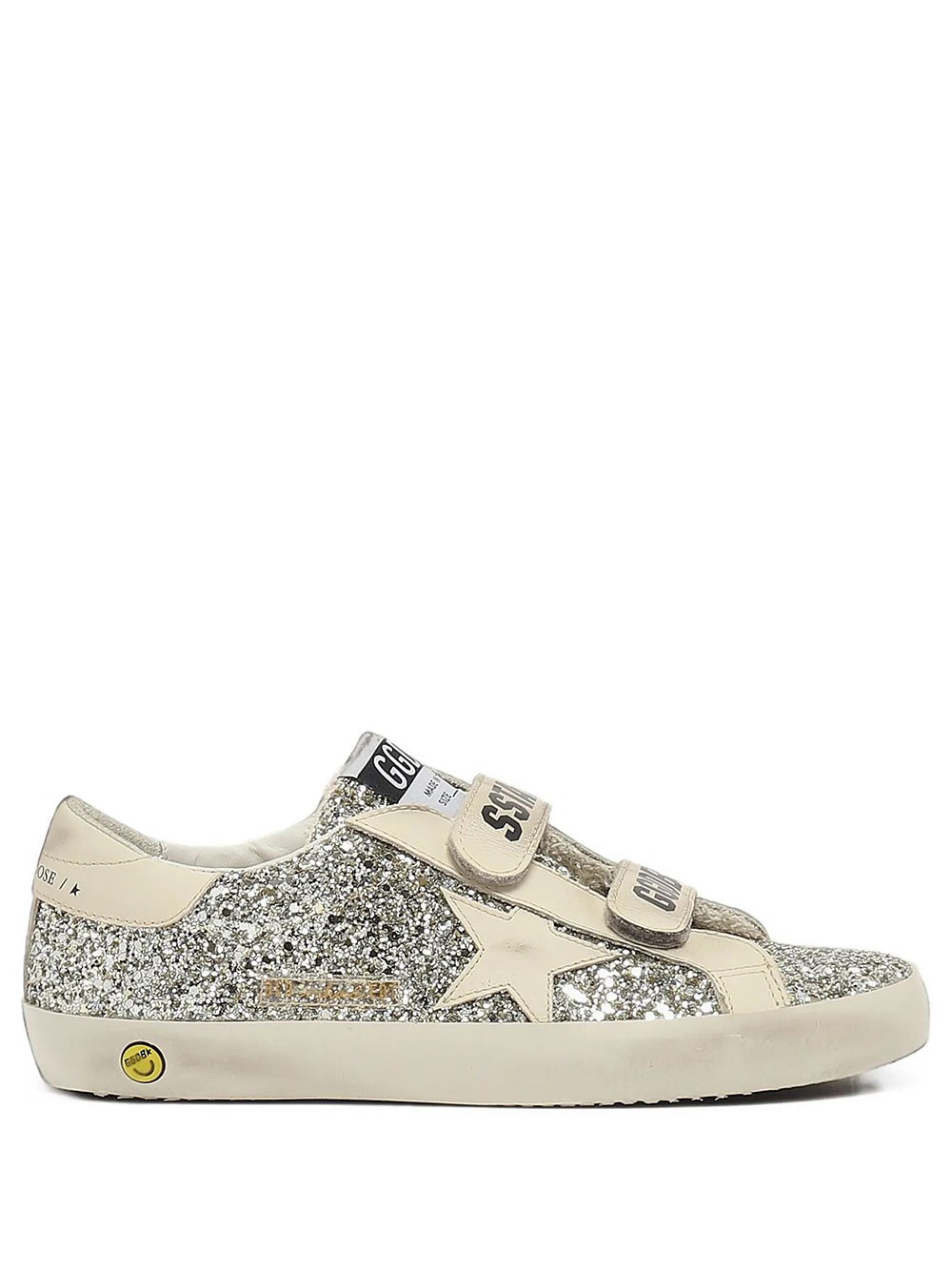 Golden Goose Kids Girls Metallic Old School Sneakers In Platinum Glitter With Leather