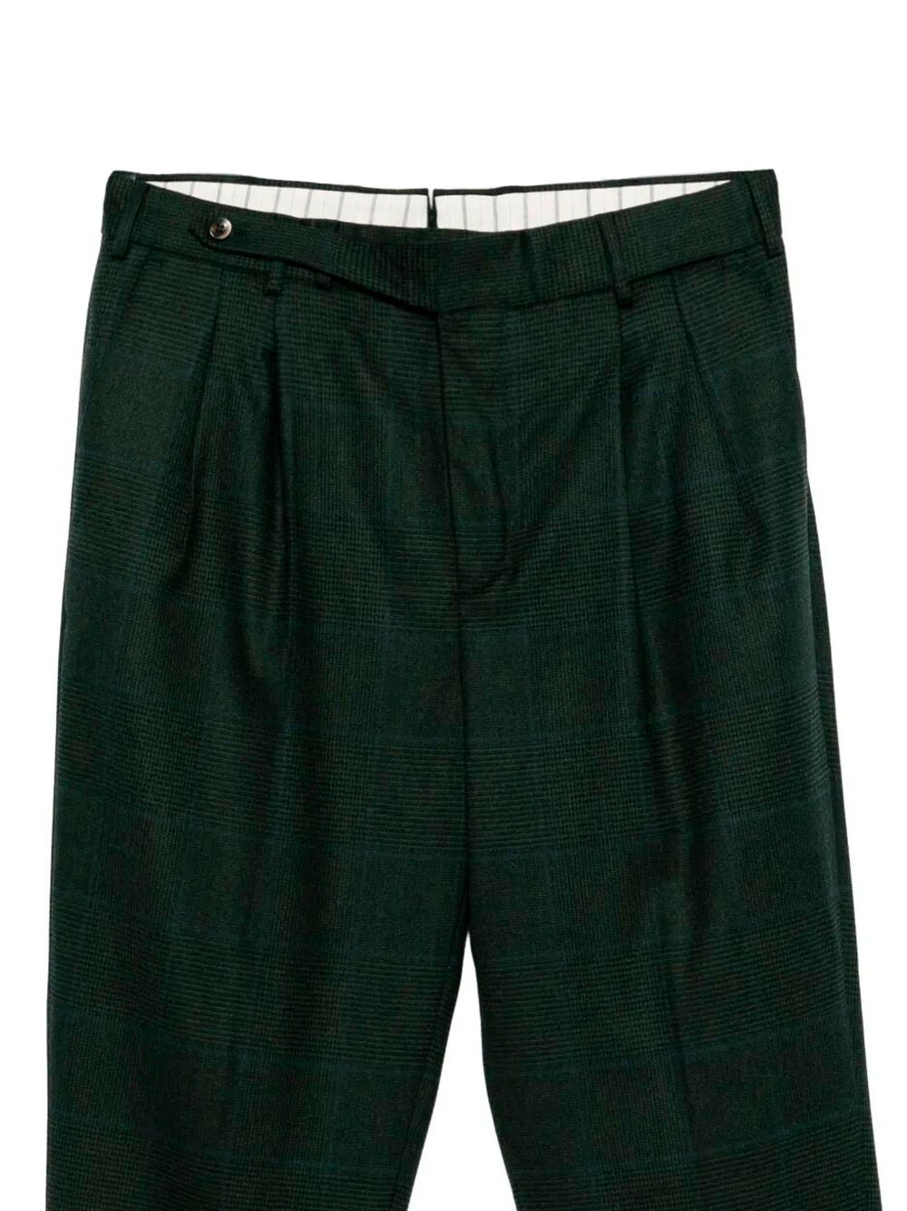 CHECKED WOOL CARROT TROUSERS