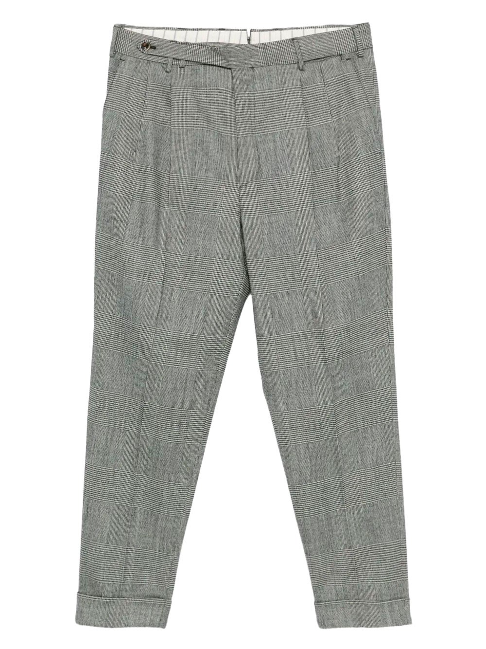 CHECKED WOOL CARROT TROUSERS