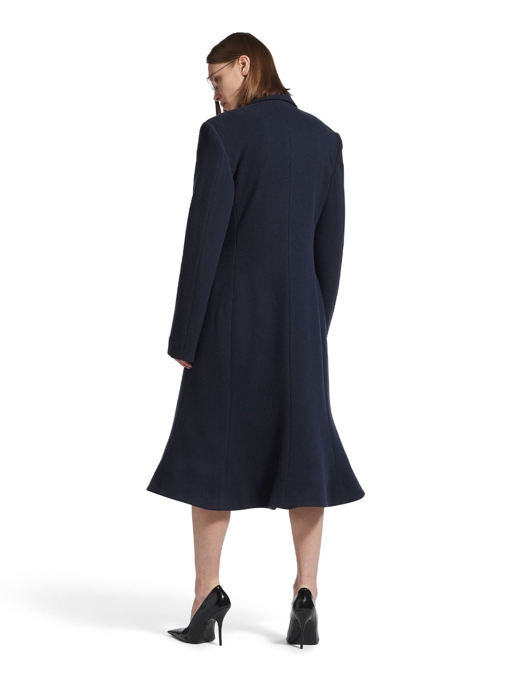 GODET BRUSHED WOOL MIDI COAT