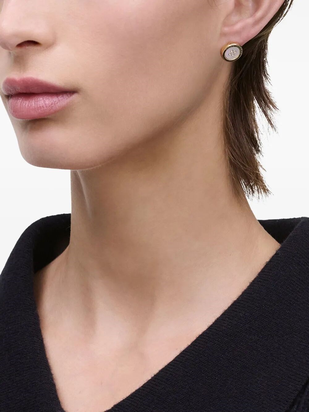 THE BUTTON MOTHER OF PEARL STUD EARRINGS