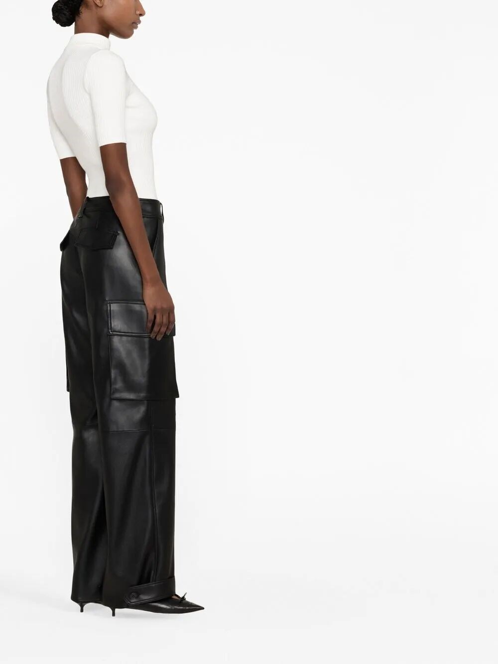 REEDITION SHORT SLEEVES RIBBED KNITTED SWEATER