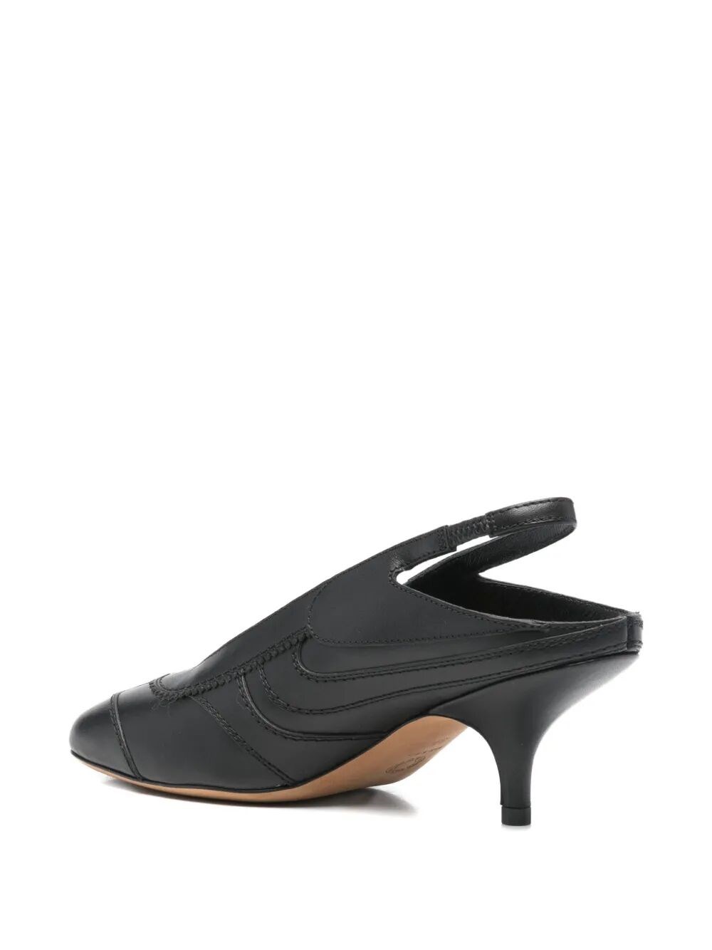 LEATHER SLINGBACK PUMPS WITH TOPSTITCHED DETAILS