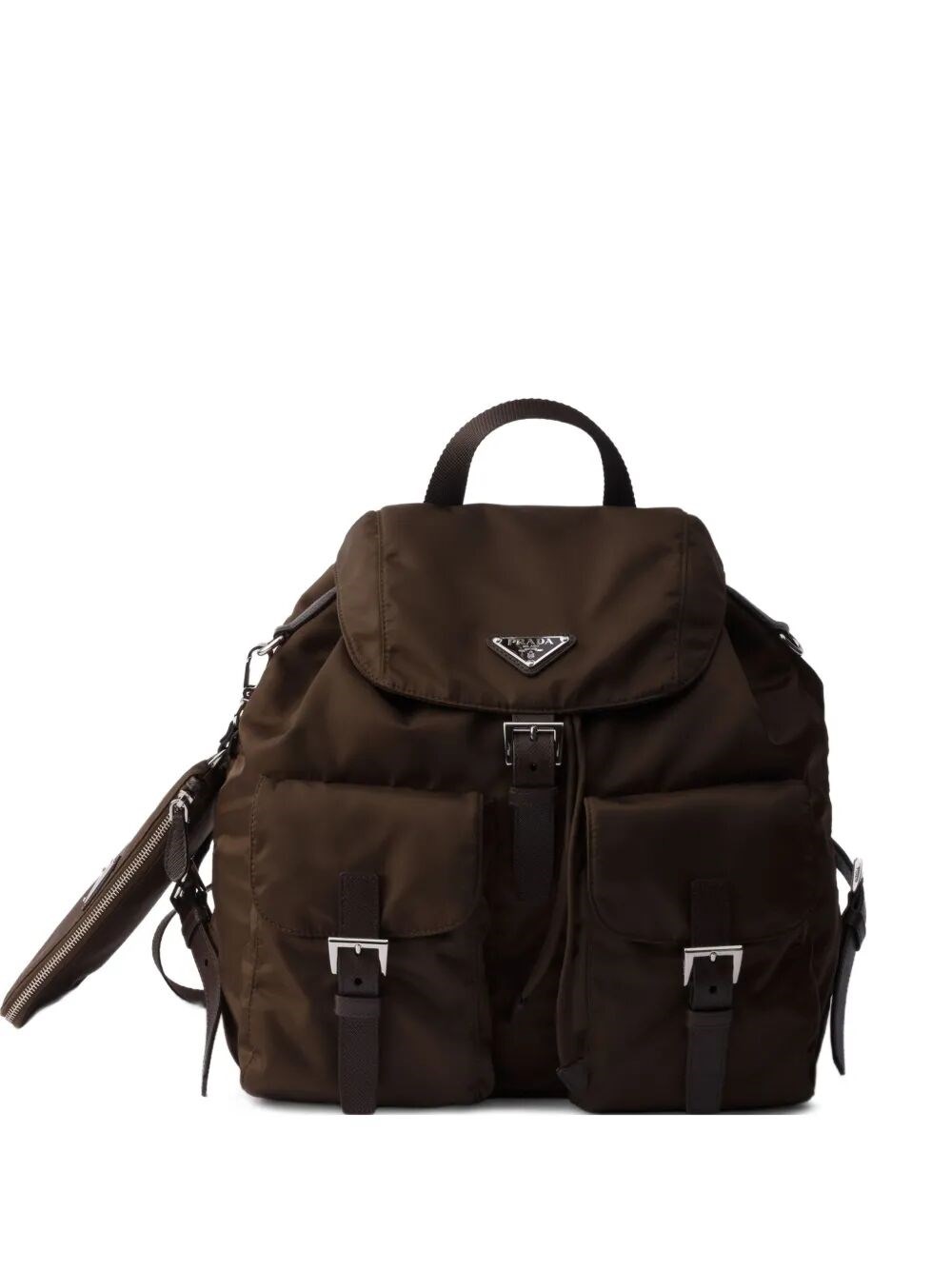 Prada Women's Brown Medium Backpack In Re-Nylon With Pouch