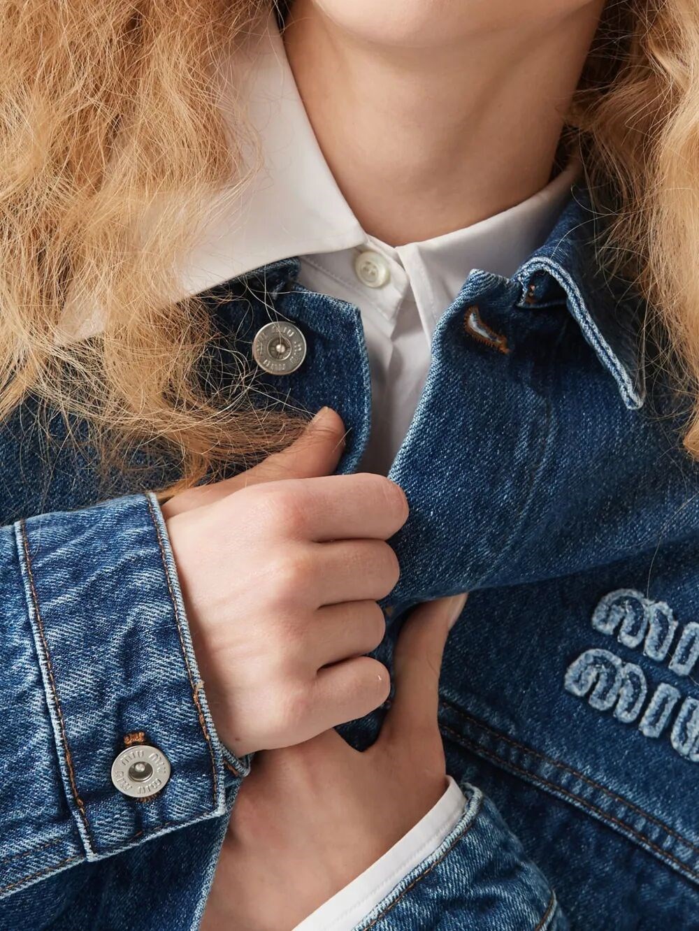 DENIM BLOUSON CROPPED JACKET