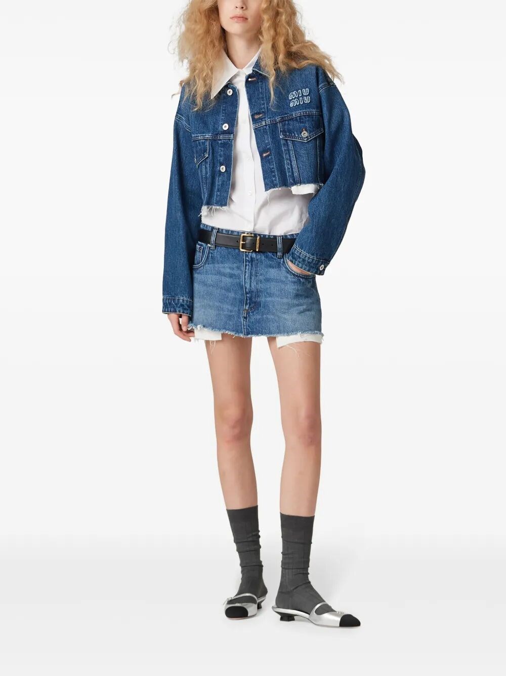 DENIM BLOUSON CROPPED JACKET