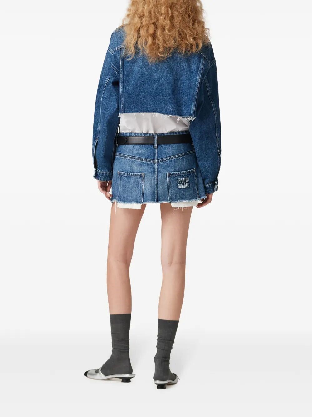 DENIM BLOUSON CROPPED JACKET