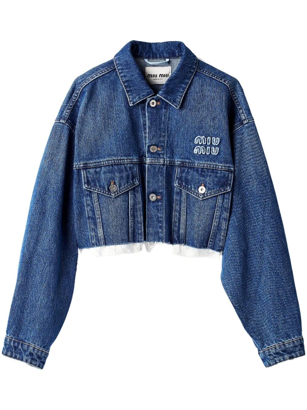DENIM BLOUSON CROPPED JACKET