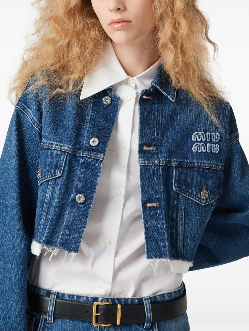 DENIM BLOUSON CROPPED JACKET