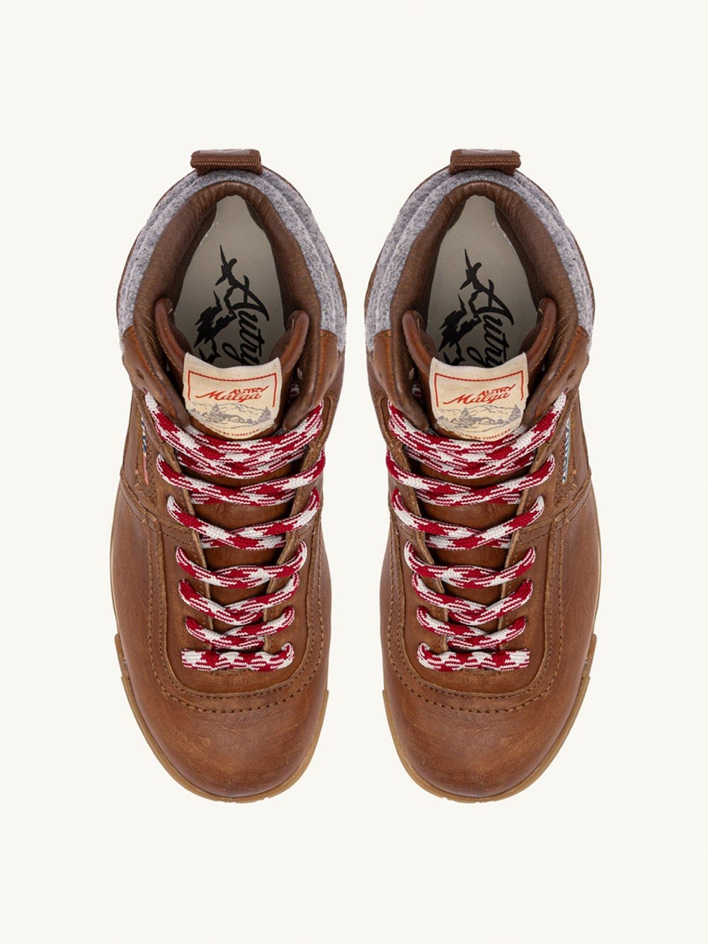 MALGA PEDULA HIKING BOOTS IN NATURAL LEATHER AND GREY FABRIC